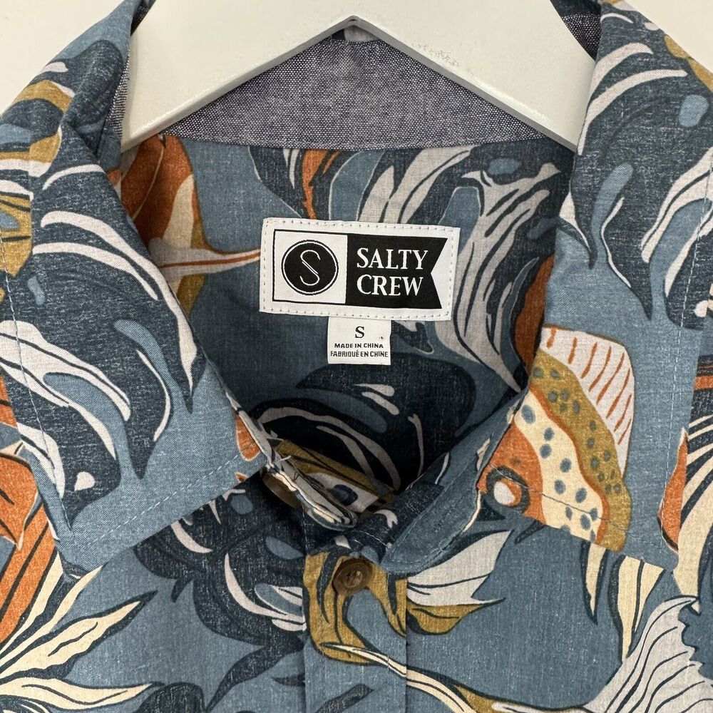 Salty Crew Large Kine Slate S/S Woven Shirt Pocket Reverse Print Marlin Small - Picture 4 of 10